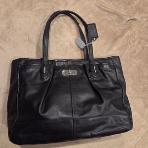 Coach Black Leather Tote Bag